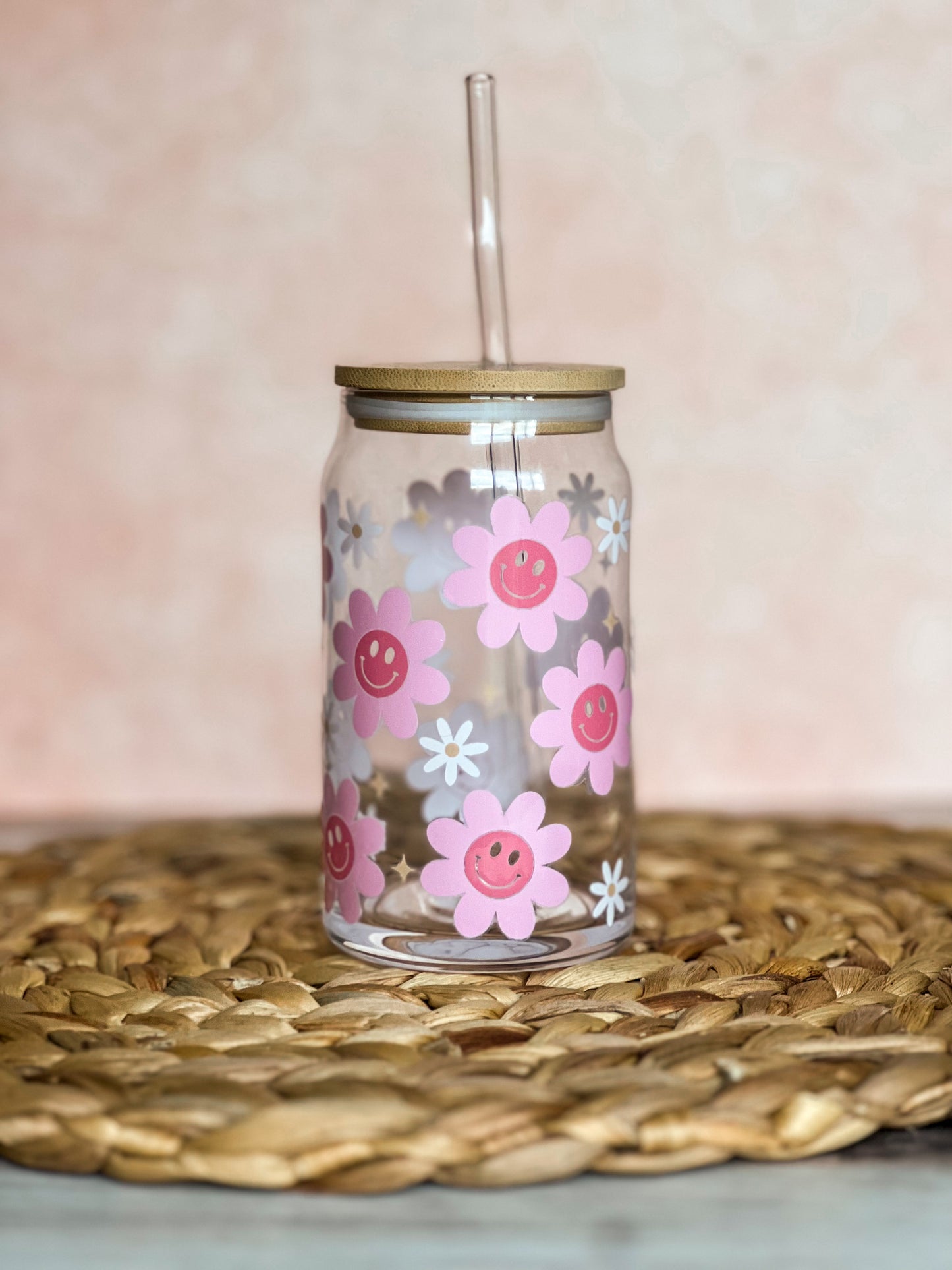 Retro Daisies Libbey Can Glass