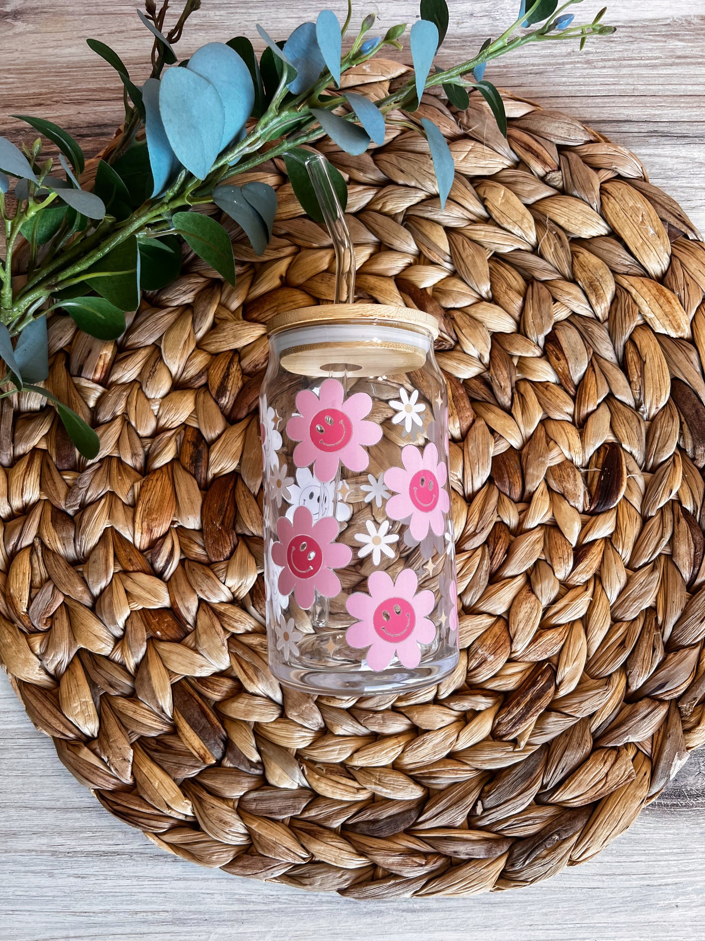 Retro Daisies Libbey Can Glass