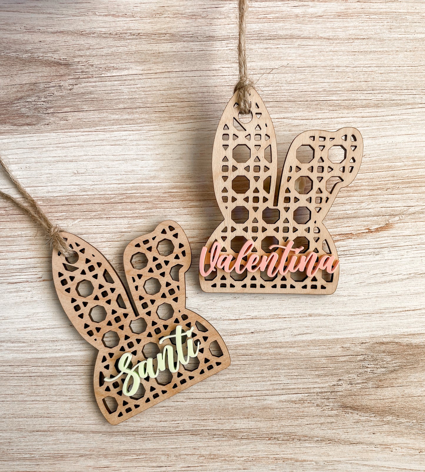 Cane Web Acrylic Easter Basket Tags