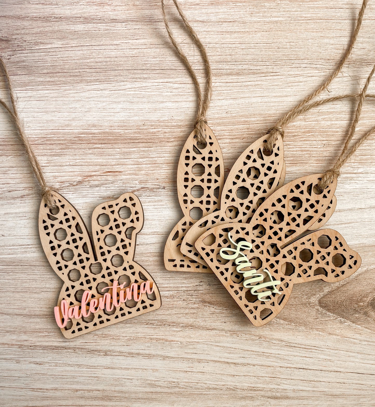 Cane Web Acrylic Easter Basket Tags