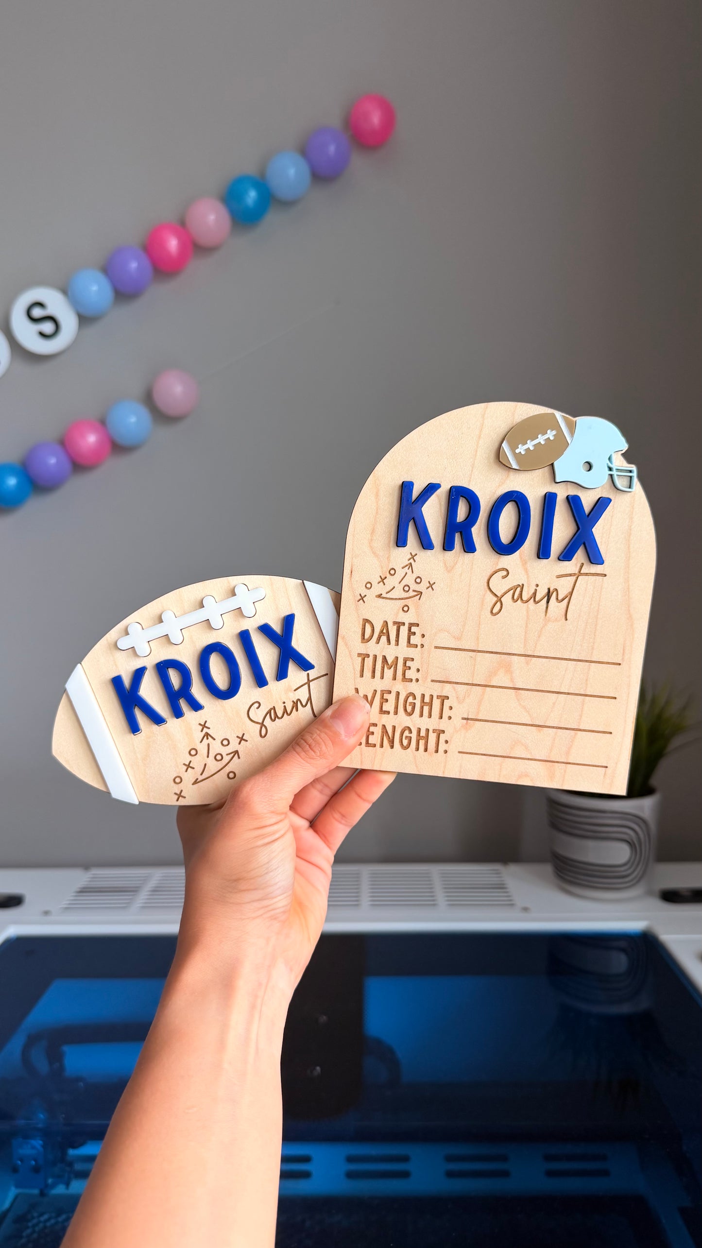 Football Baby Name and Hospital Stats Sign