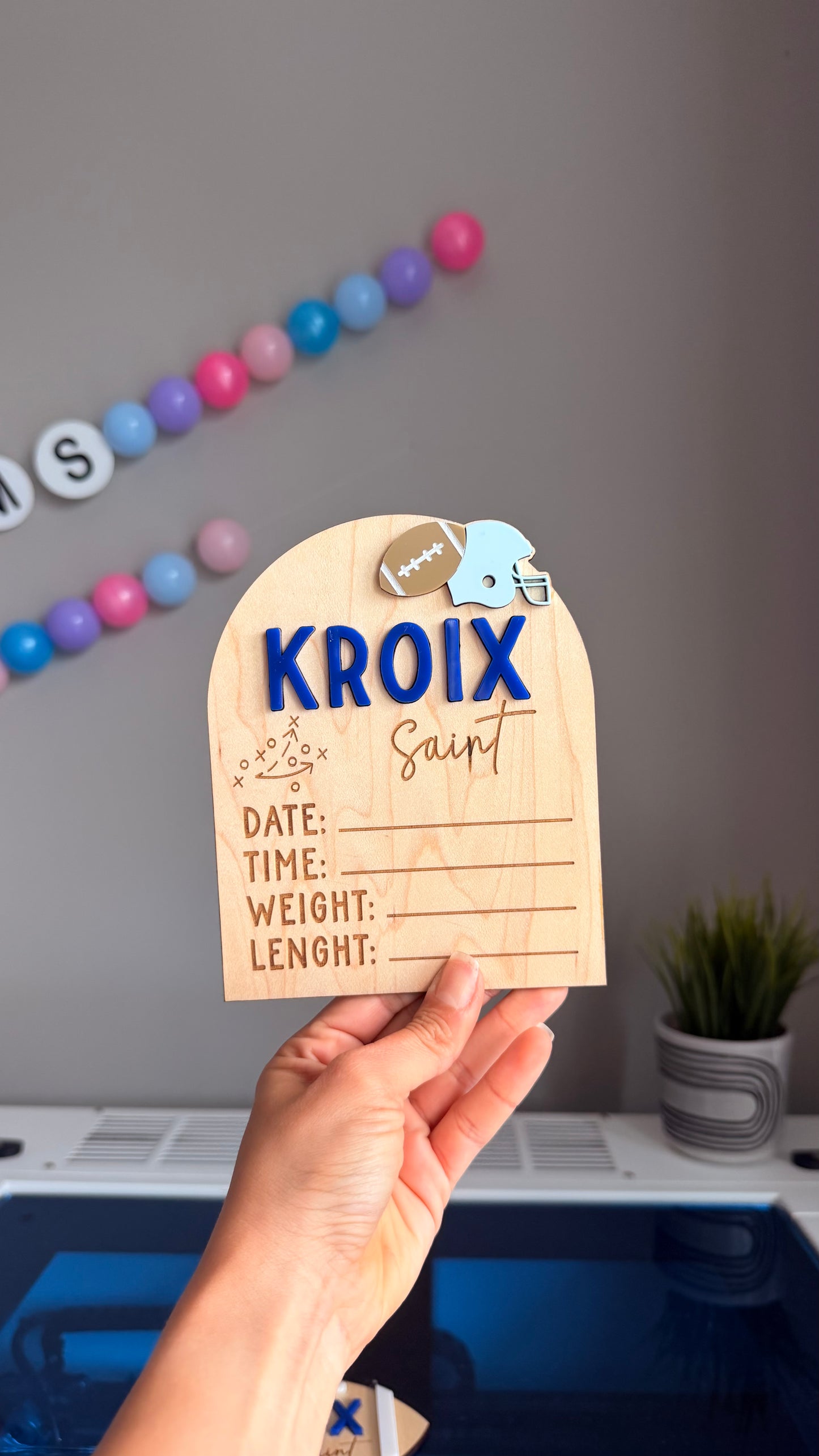 Football Baby Name and Hospital Stats Sign